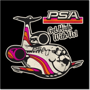 Defunct PSA Airlines Get High 70s 80s Pacific / California Posters and Art